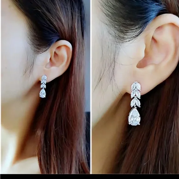 Dazzling Silver Teardrop Earrings - Picture 5 of 6